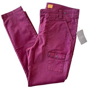 Pilcro and the Letterpress Womens Cargo Jeans Size 12 Cranberry Wine Red Utility